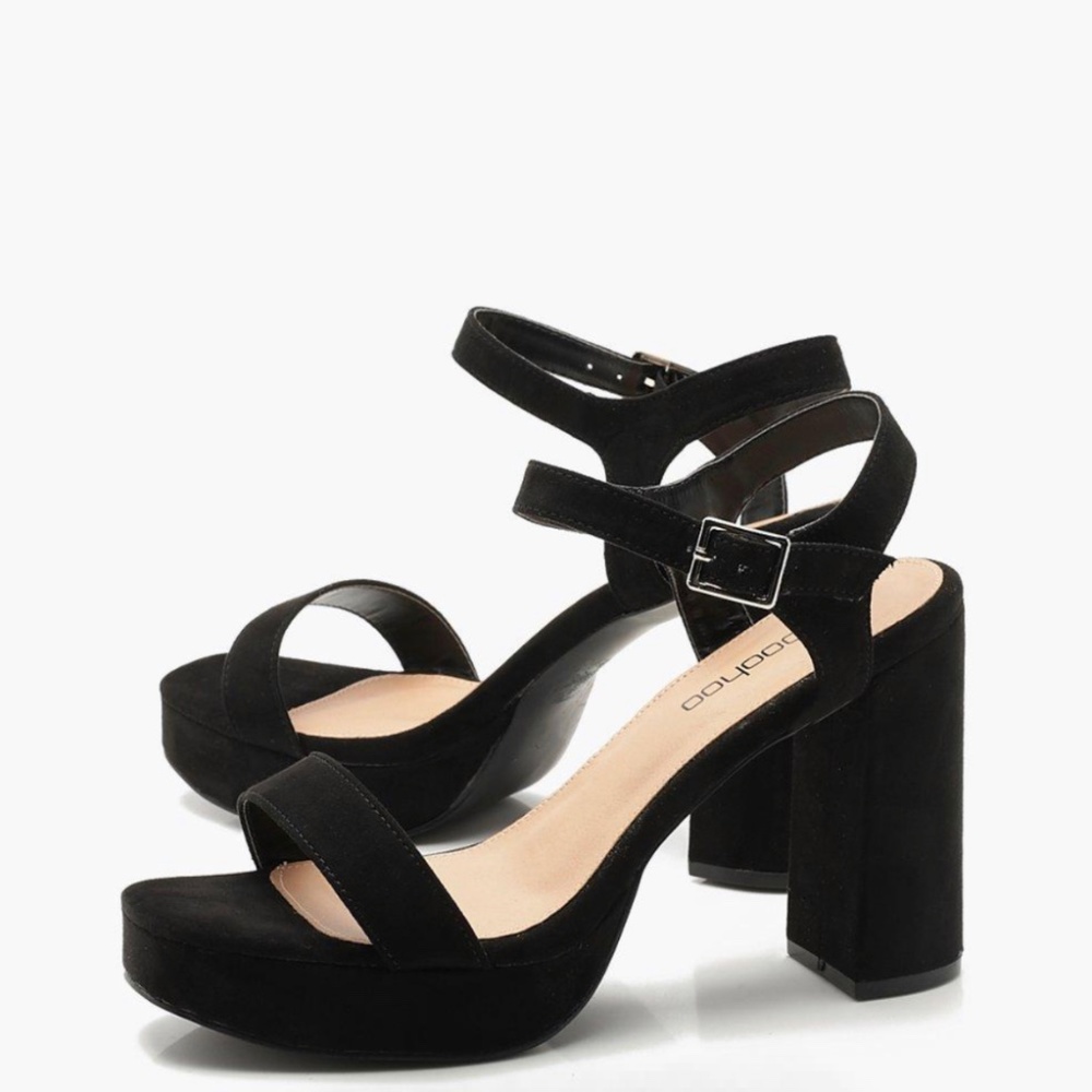 New With Box- Boohoo Wide Width Two Part Platform Heels